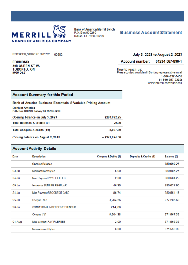  East West Bank firm account statement 